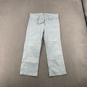 VTG Anchor Blue Y2K Light Blue Cropped Straight Leg Pants with Belt Size 5